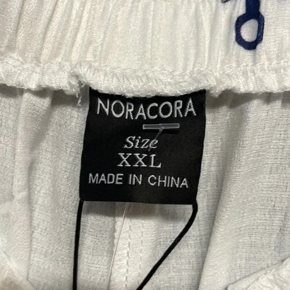 New Noracora Women's Anchor Elastic Waist Lounge Pants White/Navy Blue XXL - Picture 3 of 8